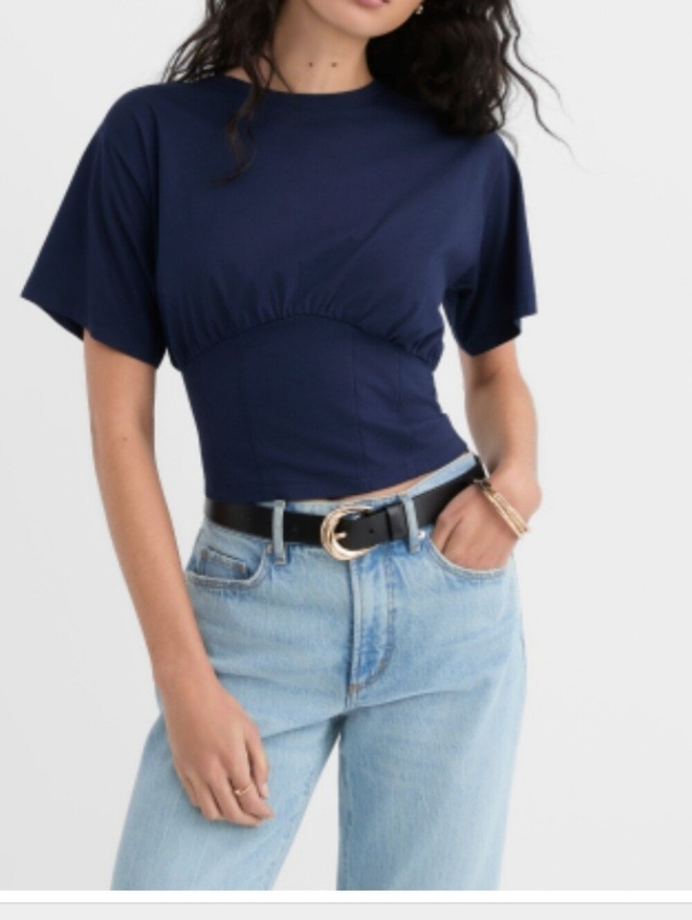 LOFT Casual Women’s Short Sleeve Crewneck Top in Navy